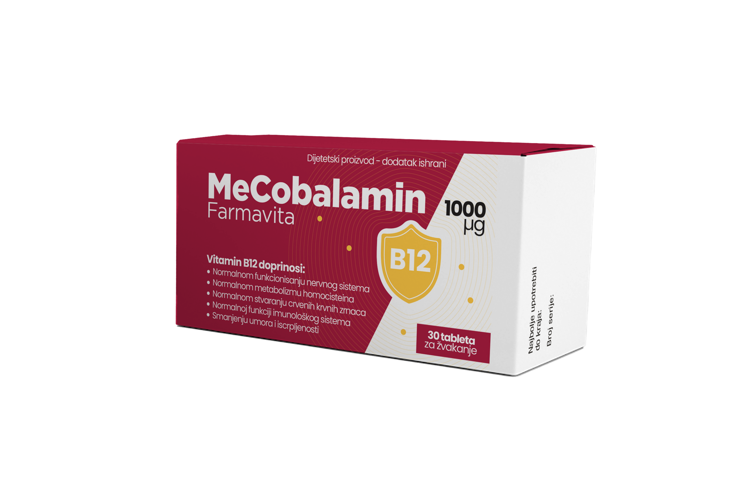 MeCobalamin Farmavita 1000 µg, 30 tableta za žvakanje
